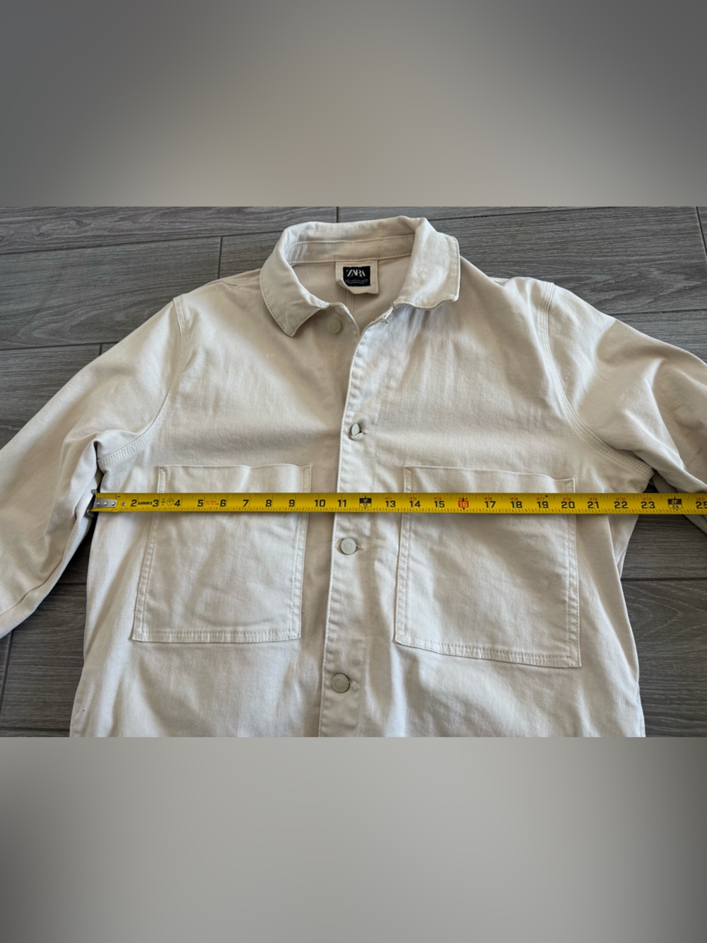 Zara|Canvas denim chore jacket in Off-White ,Workwear Shirt Jacket/anorak•LARGE - Picture 15 of 16